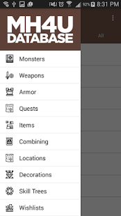 Screenshot of MH4U Database