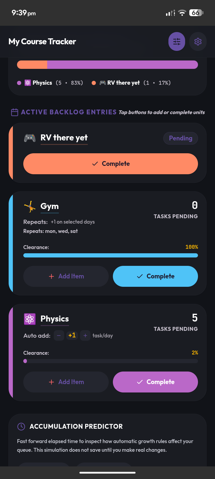 Screenshot of Backlog Tracker