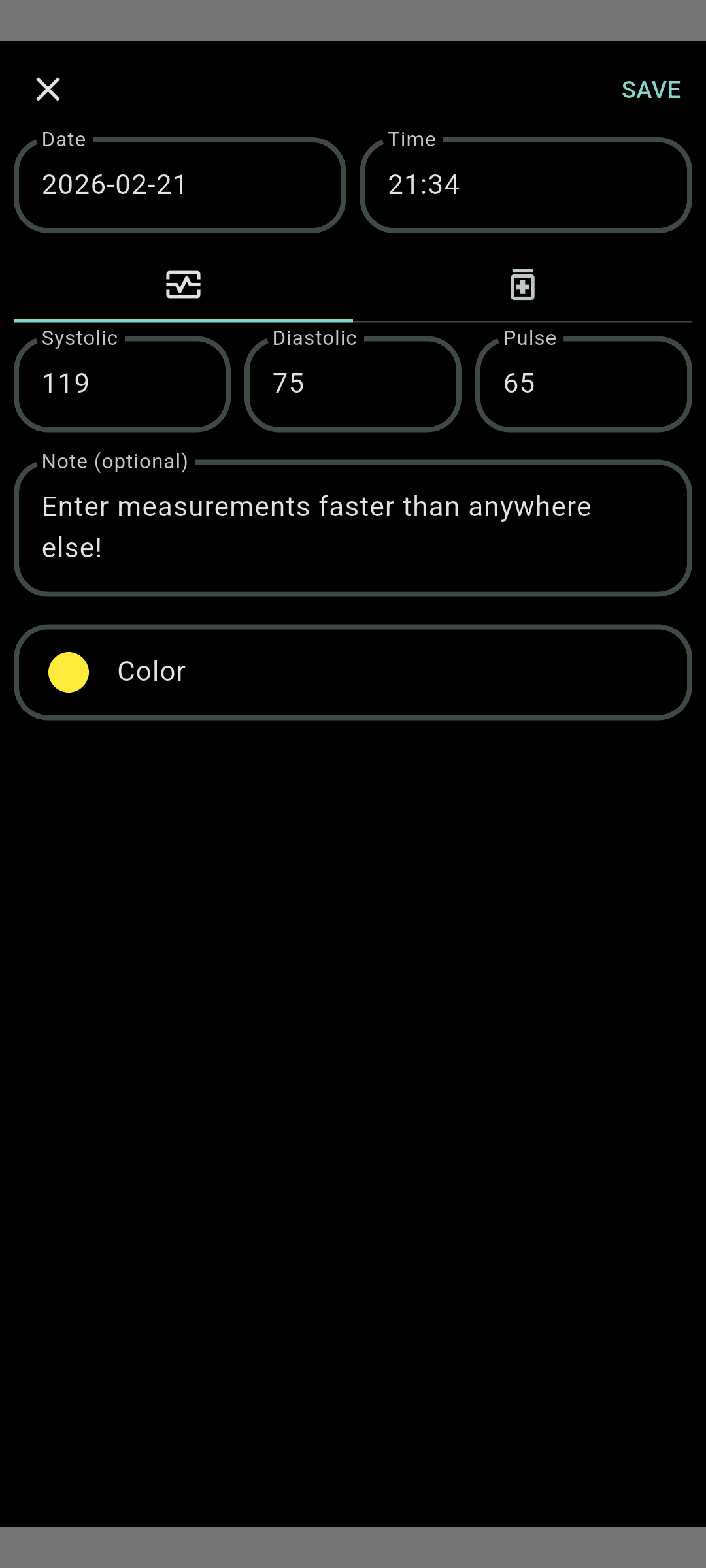 Screenshot of Blood pressure monitor