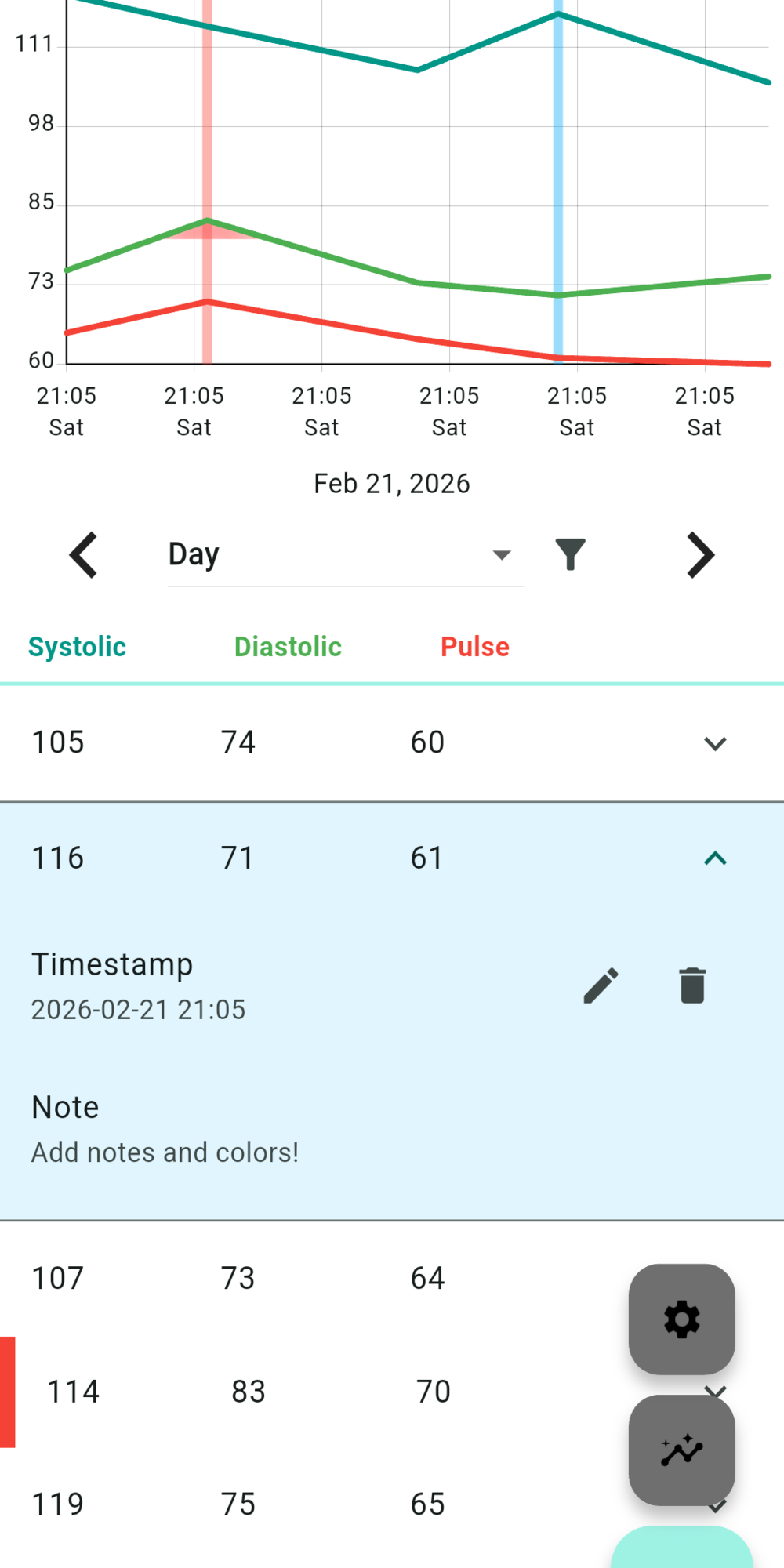 Screenshot of Blood pressure monitor