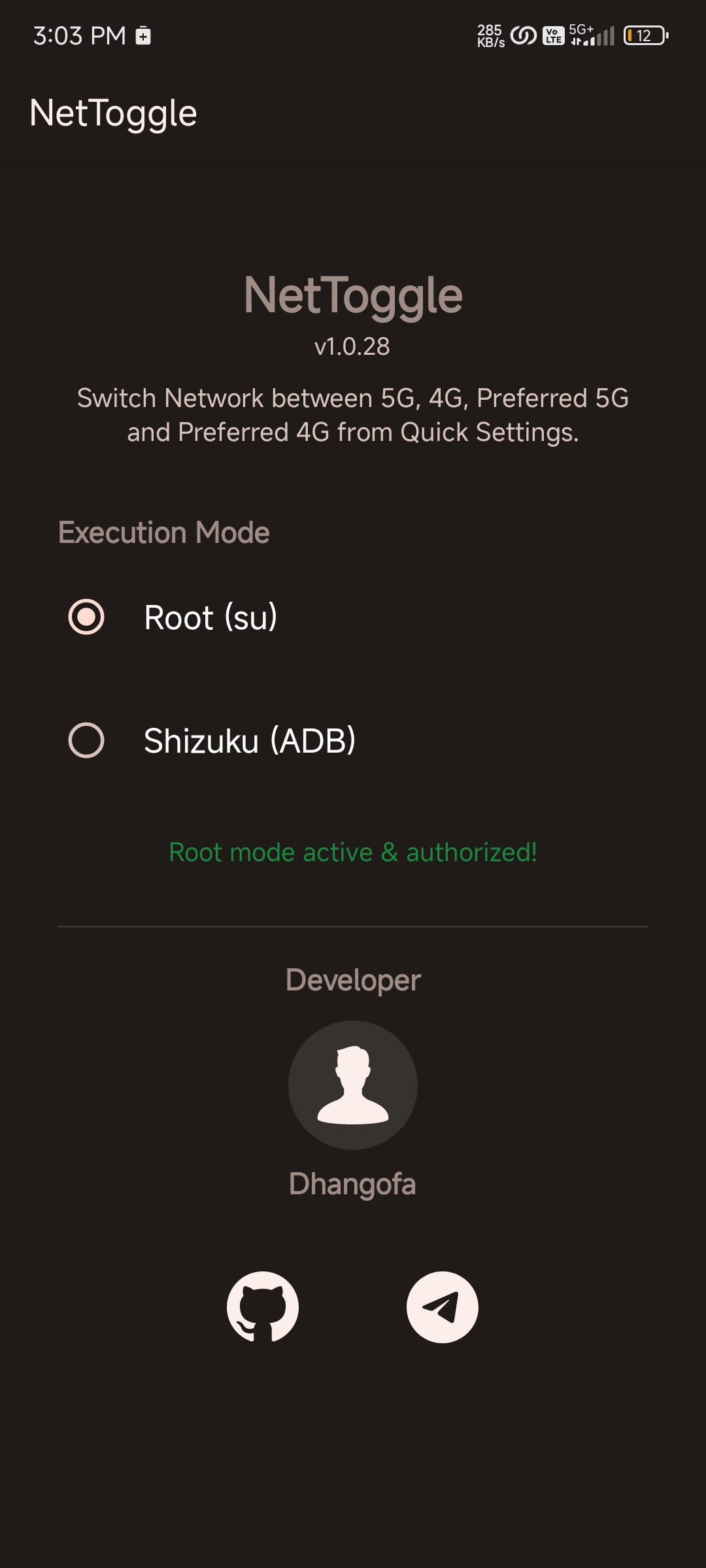 Screenshot of NetToggle