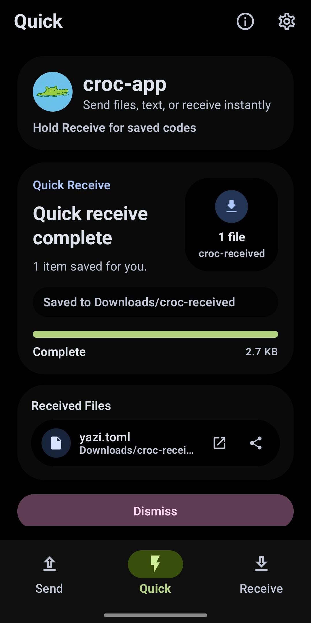 Screenshot of croc-app