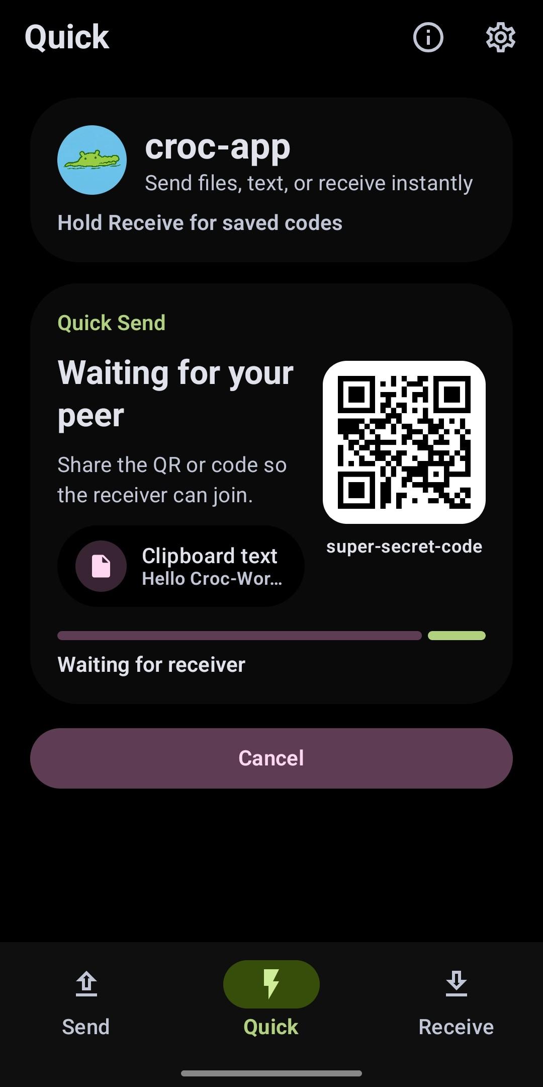 Screenshot of croc-app