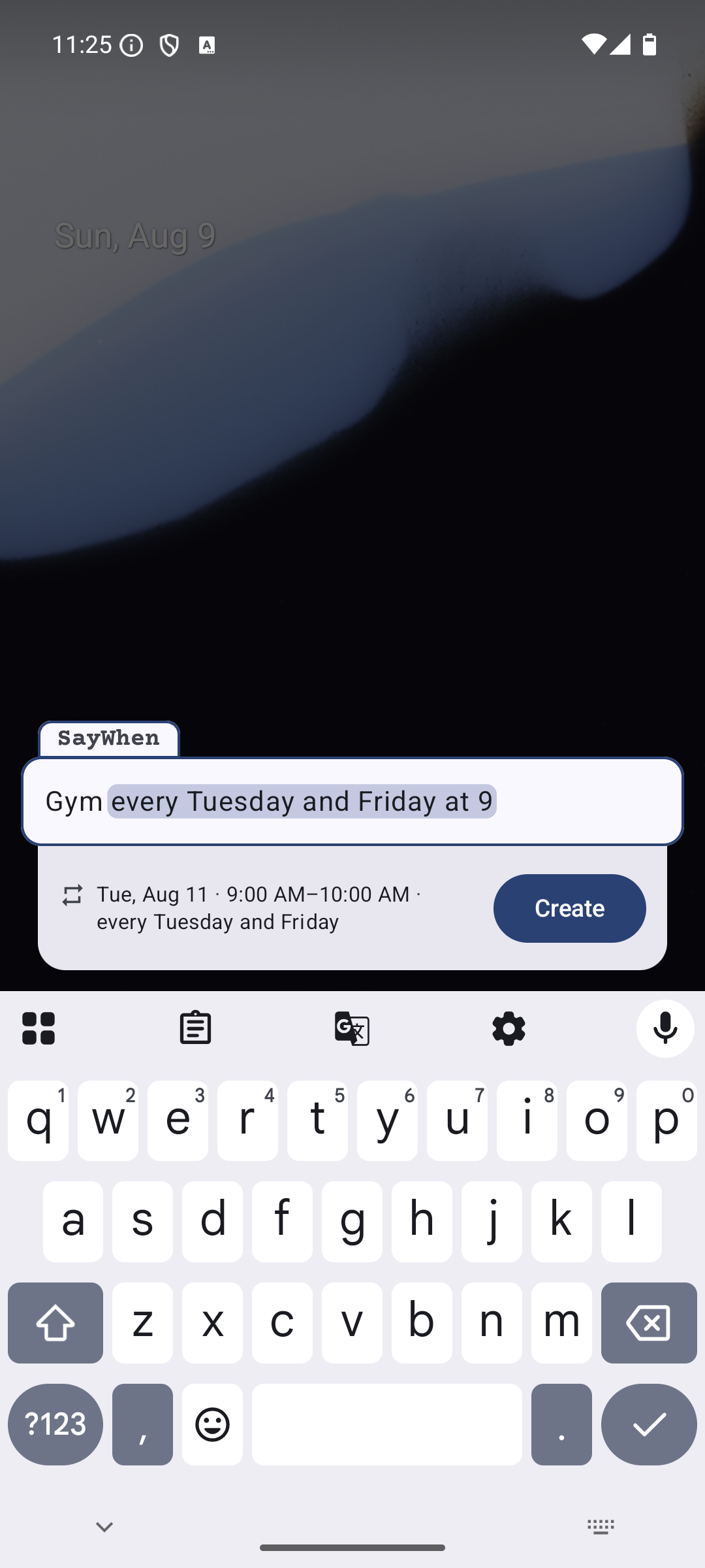 Screenshot of SayWhen