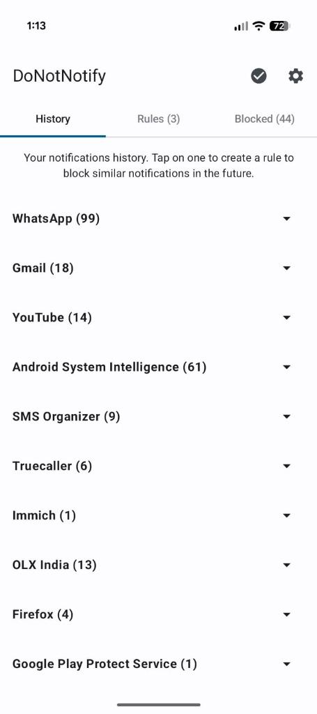 Screenshot of DoNotNotify