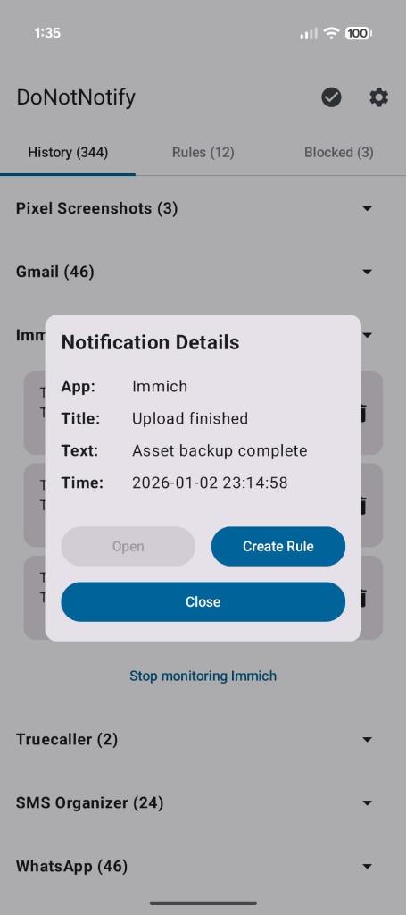 Screenshot of DoNotNotify