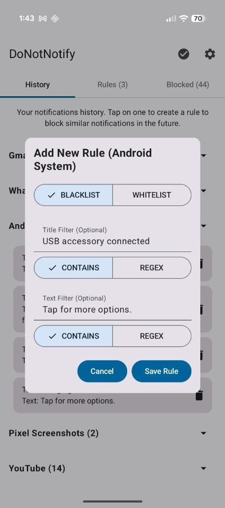 Screenshot of DoNotNotify