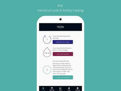 Screenshot of drip. menstrual cycle and fertility tracking