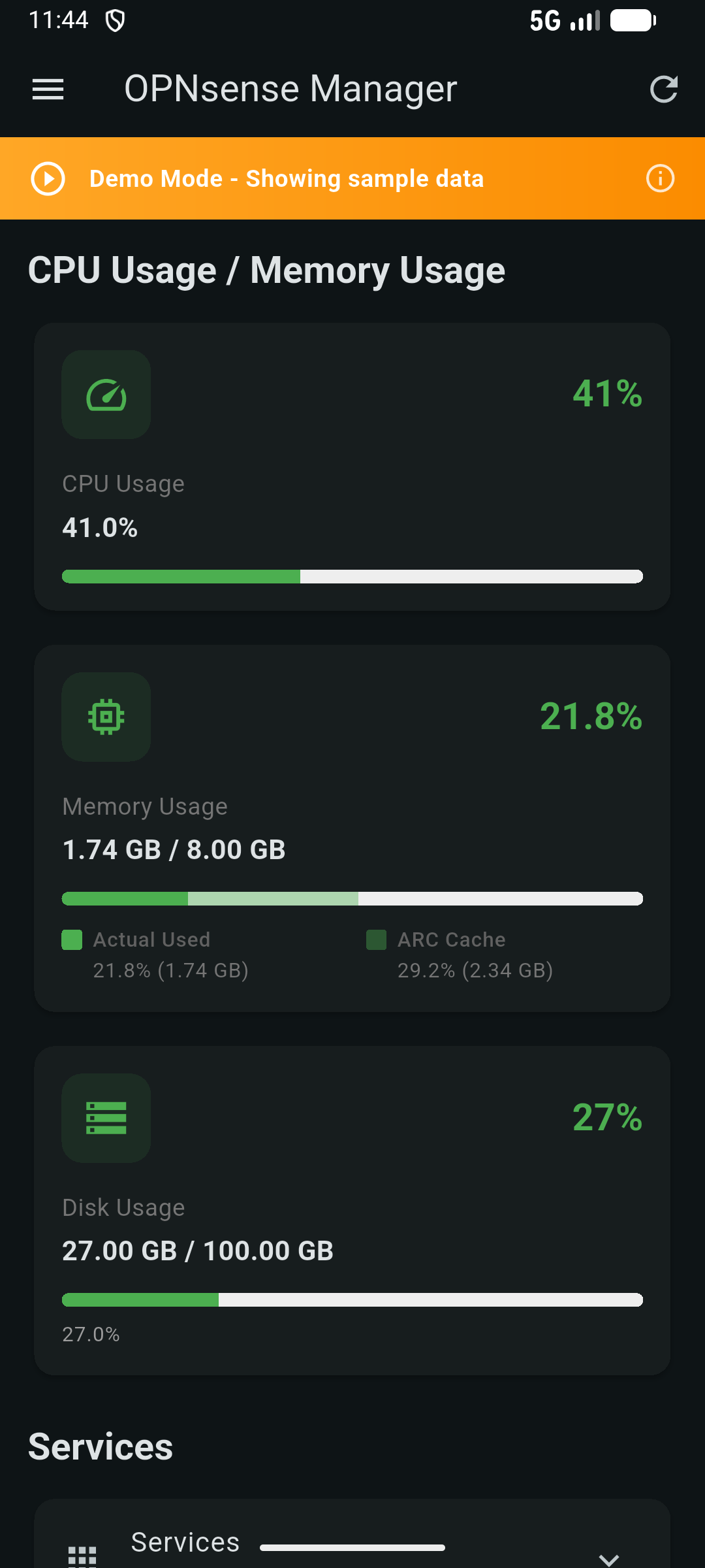 Screenshot of OPNsense Manager