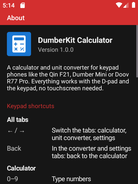 Screenshot of DumberKit: Calculator