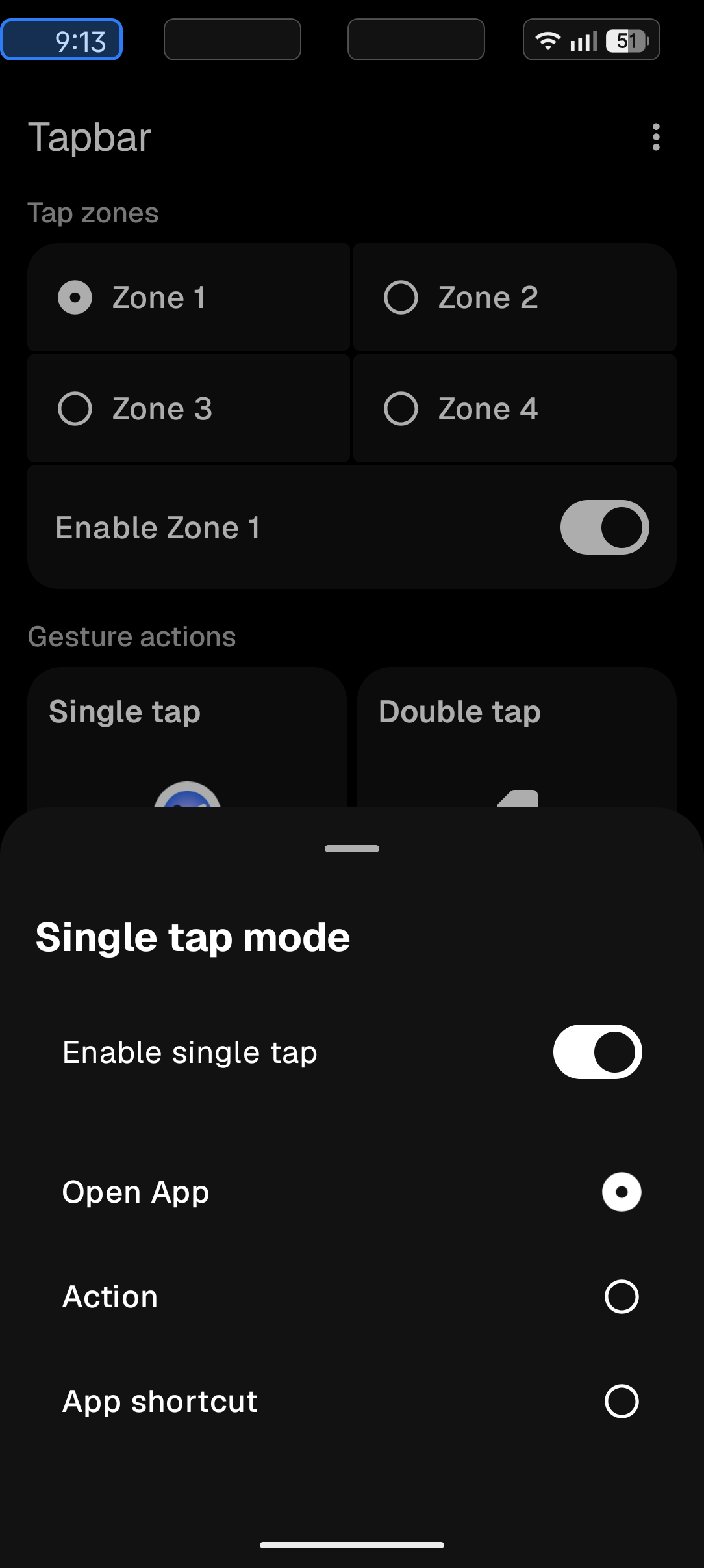 Screenshot of Tapbar