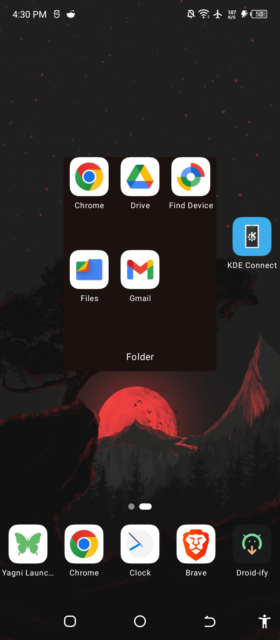 Screenshot of Yagni Launcher