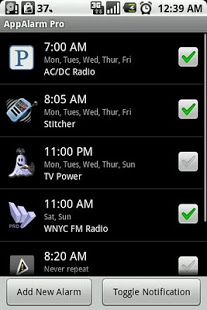 Screenshot of AppAlarm Pro