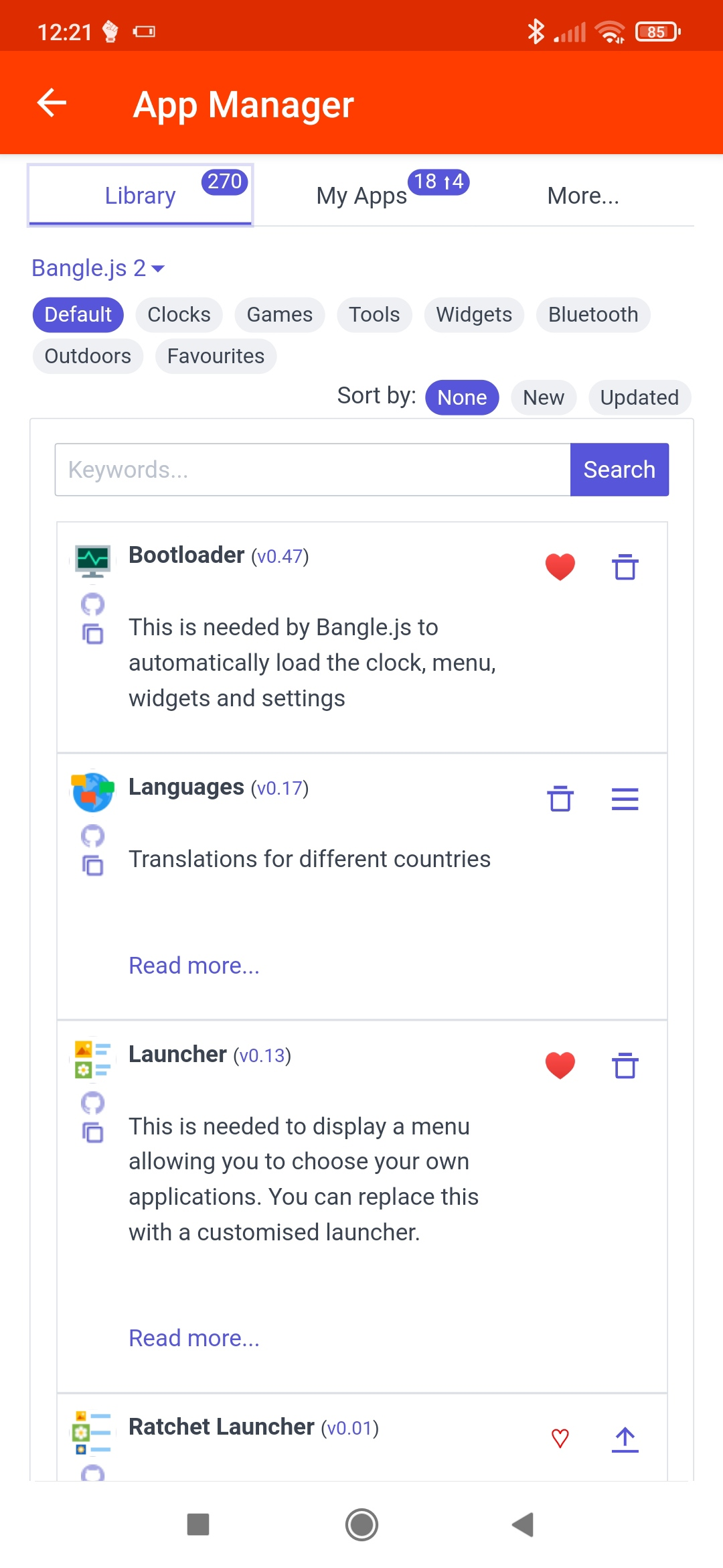 Screenshot of Bangle.js Gadgetbridge