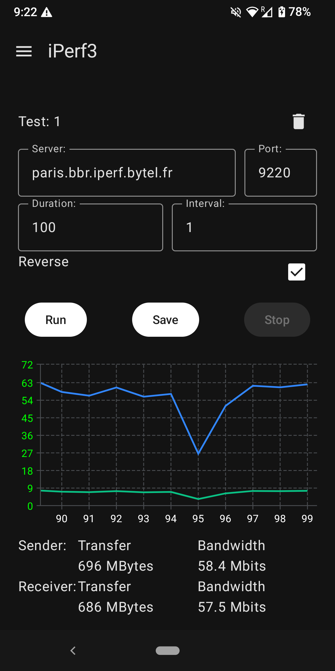 Screenshot of IPerf3Client