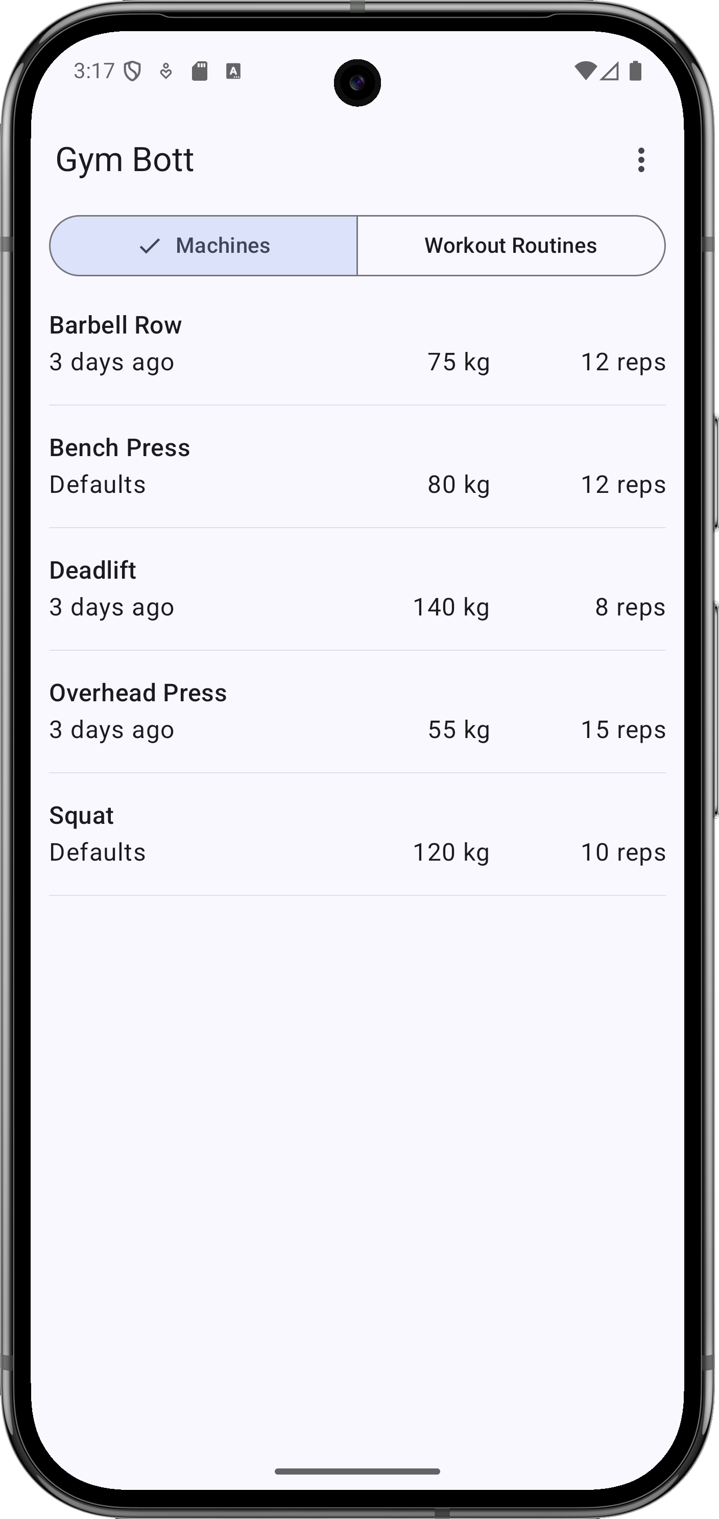 Screenshot of Gym Bott