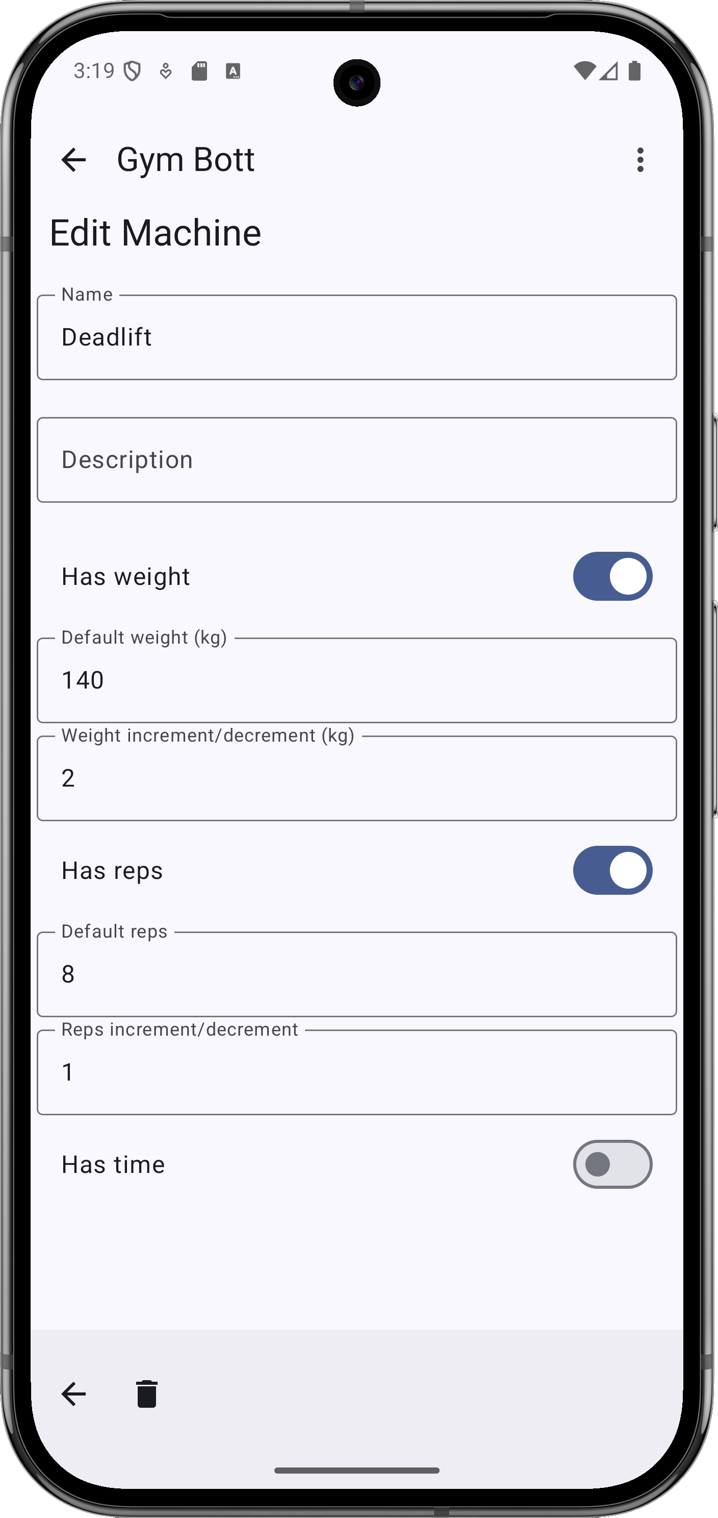 Screenshot of Gym Bott