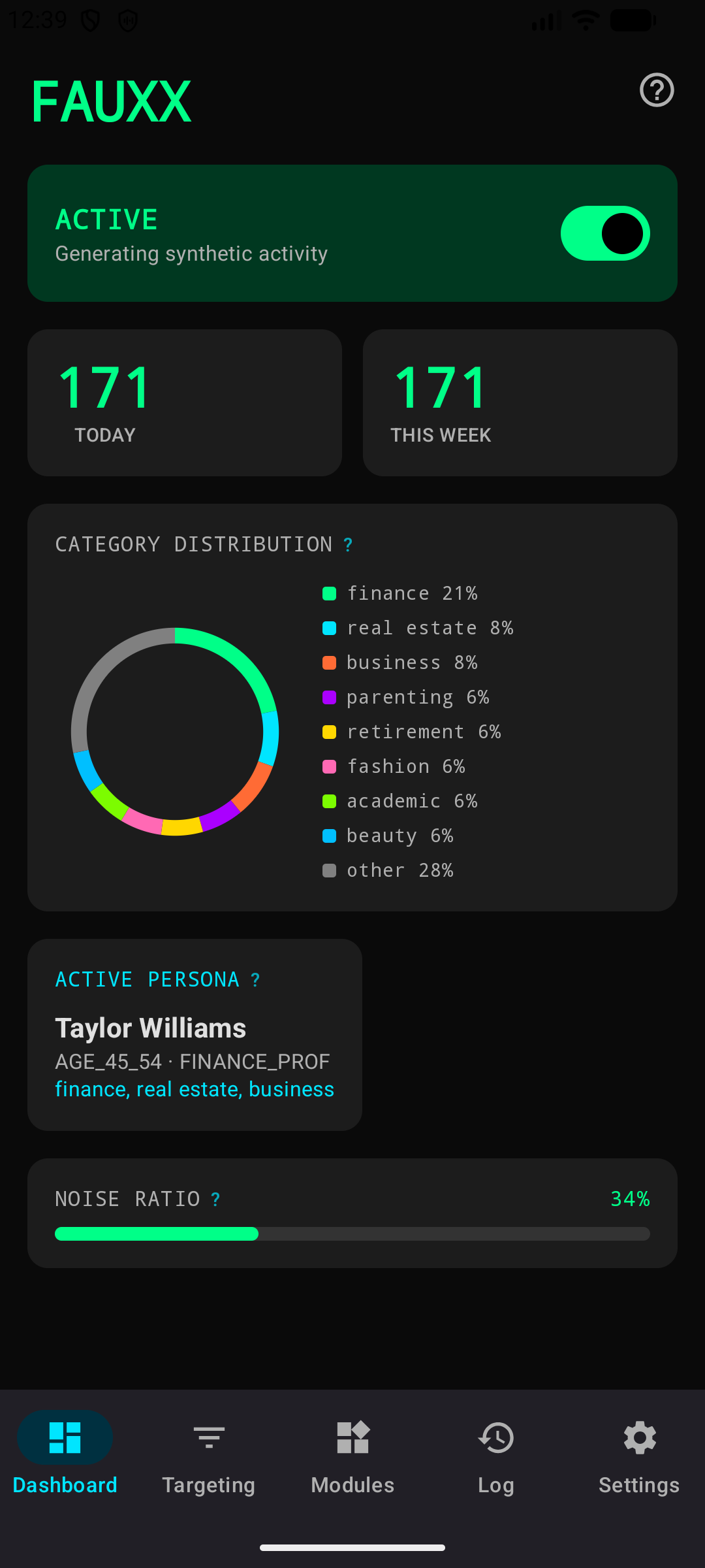 Screenshot of Fauxx - Privacy Through Deception
