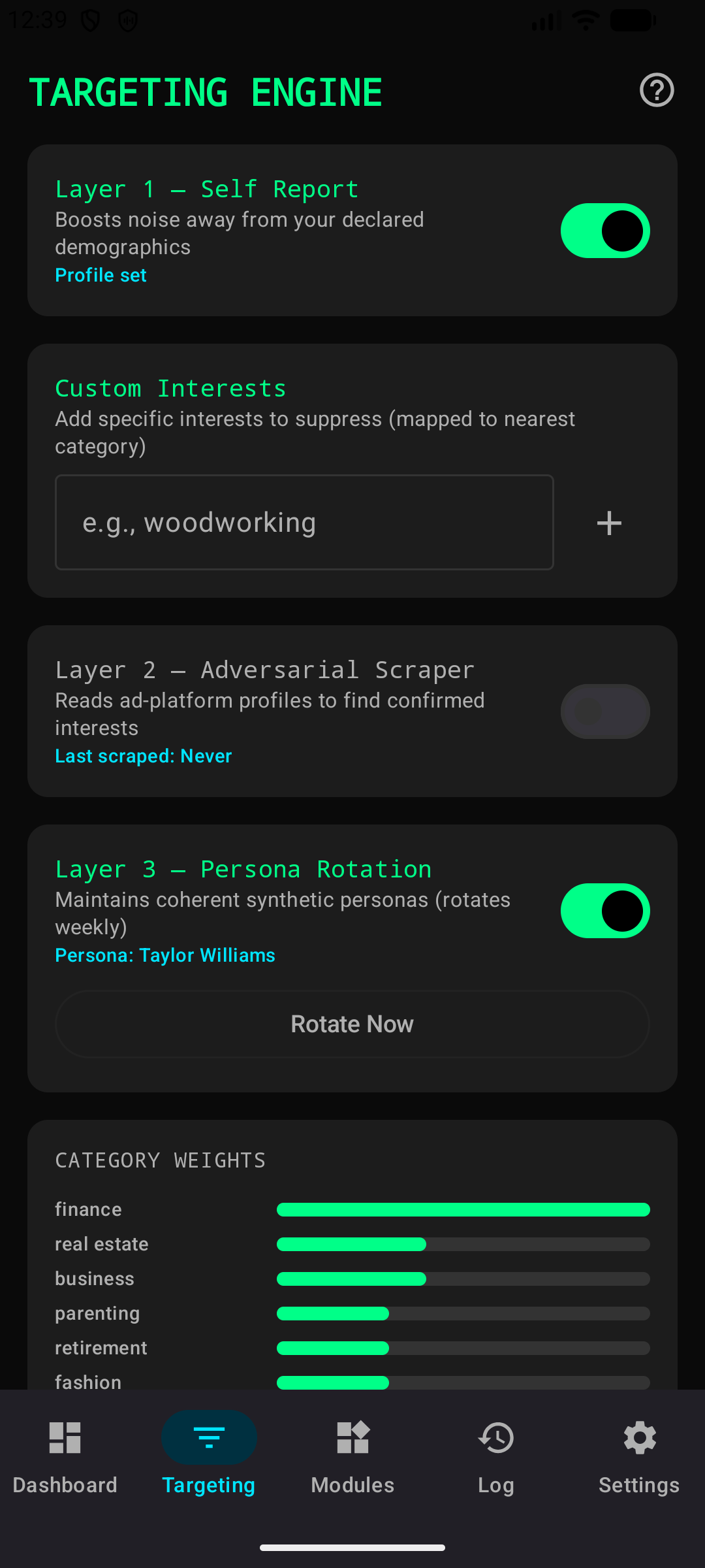 Screenshot of Fauxx - Privacy Through Deception