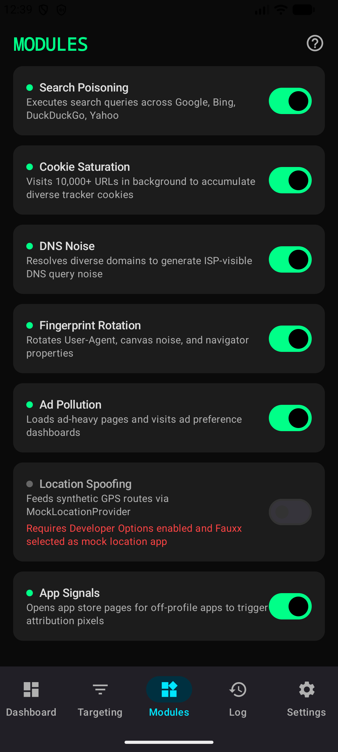 Screenshot of Fauxx - Privacy Through Deception