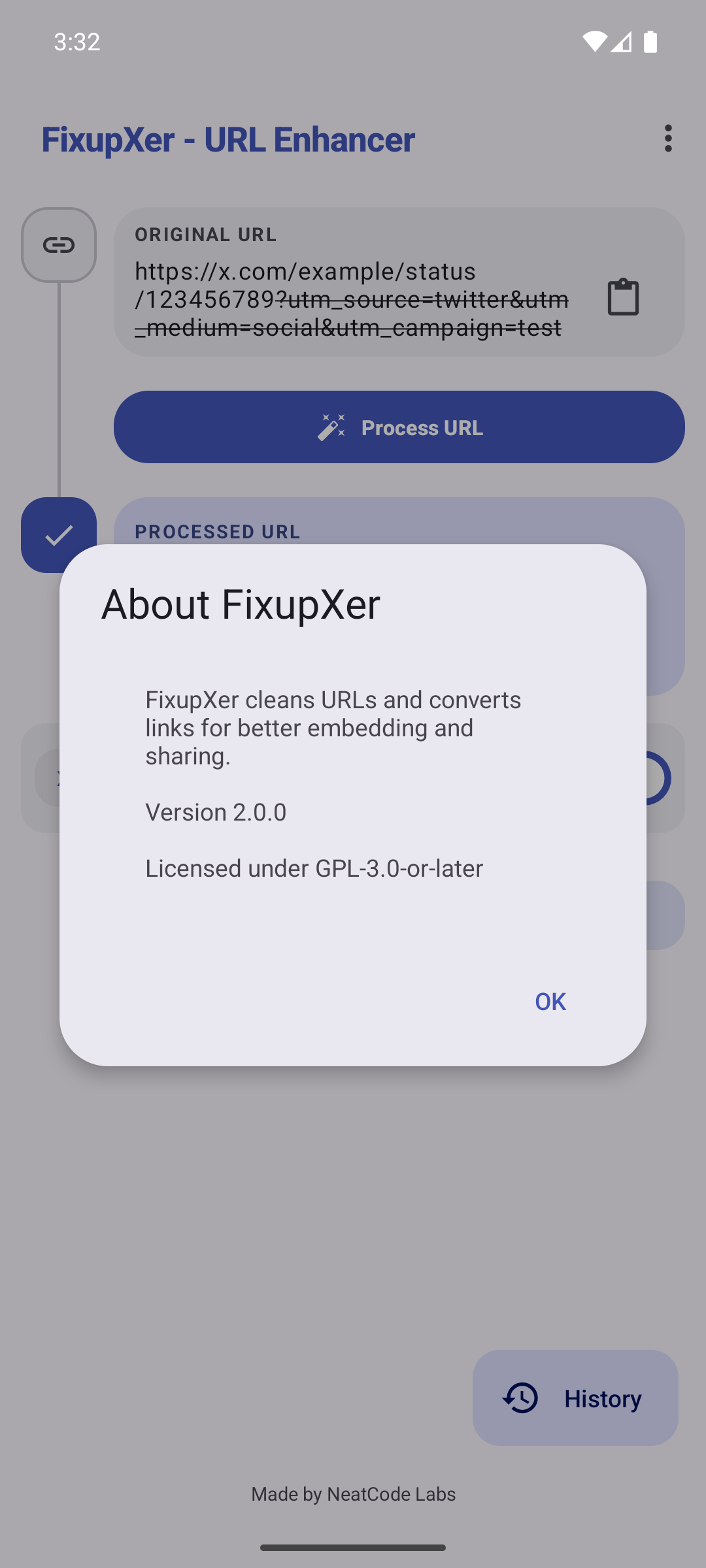 Screenshot of FixupXer - URL Enhancer