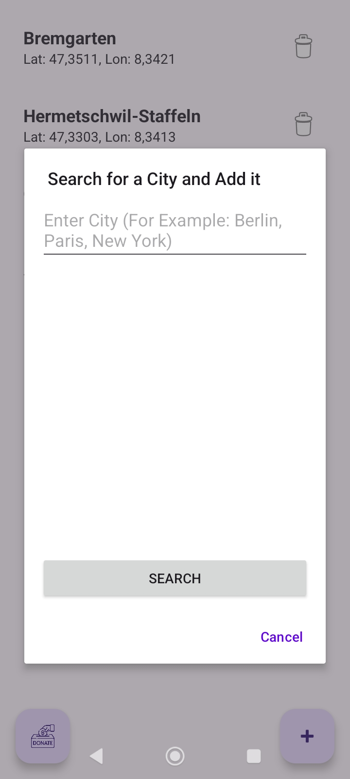 Screenshot of GeoWeather