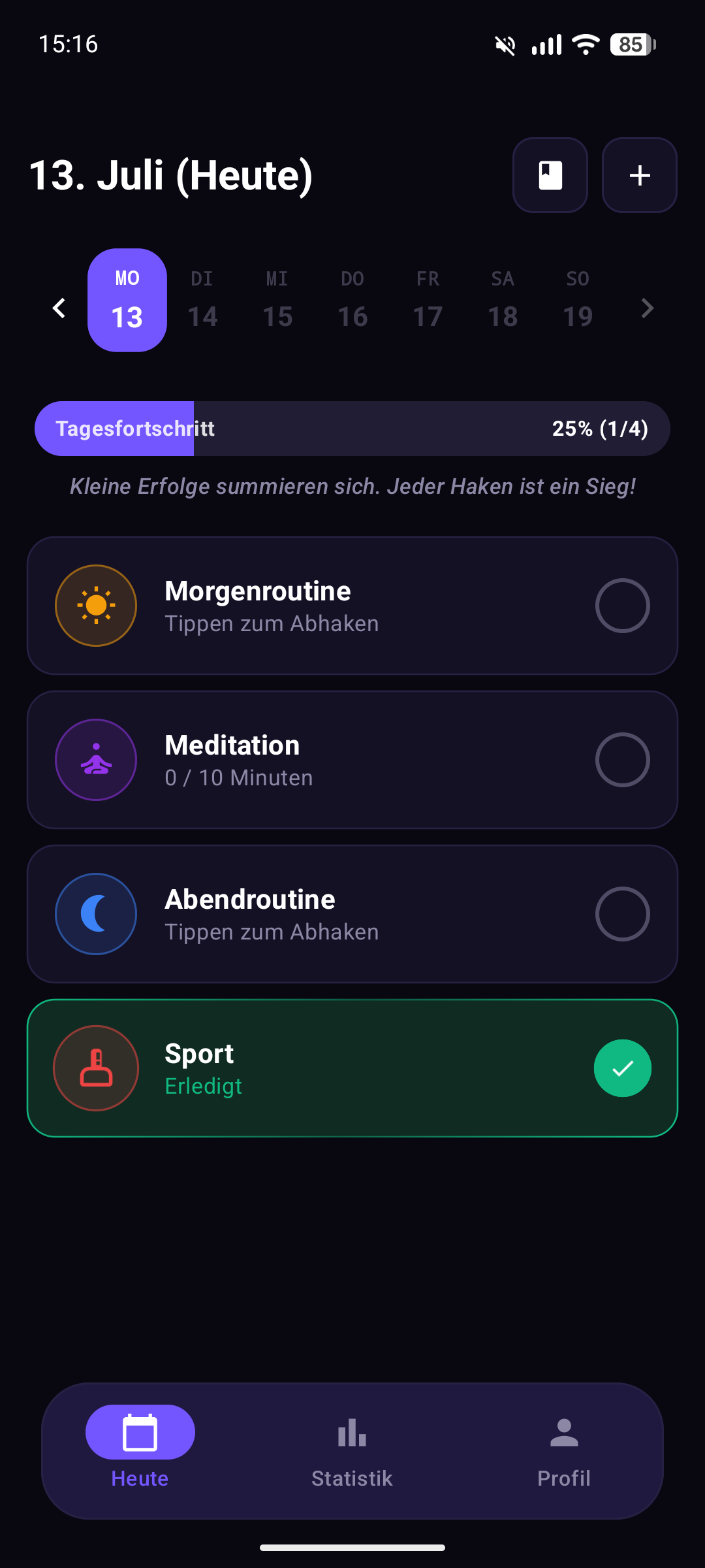 Screenshot of Frequent Habits