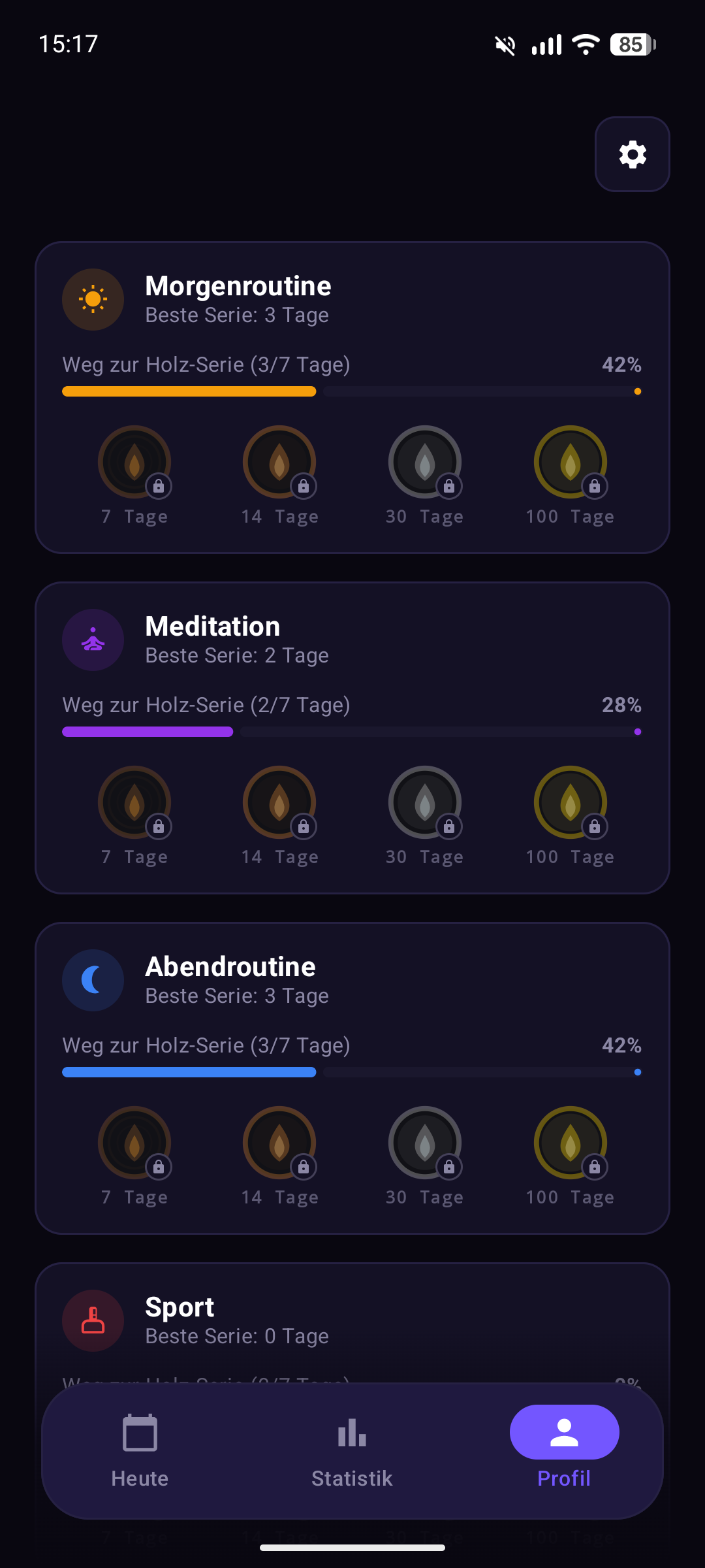 Screenshot of Frequent Habits