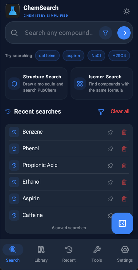 Screenshot of ChemSearch