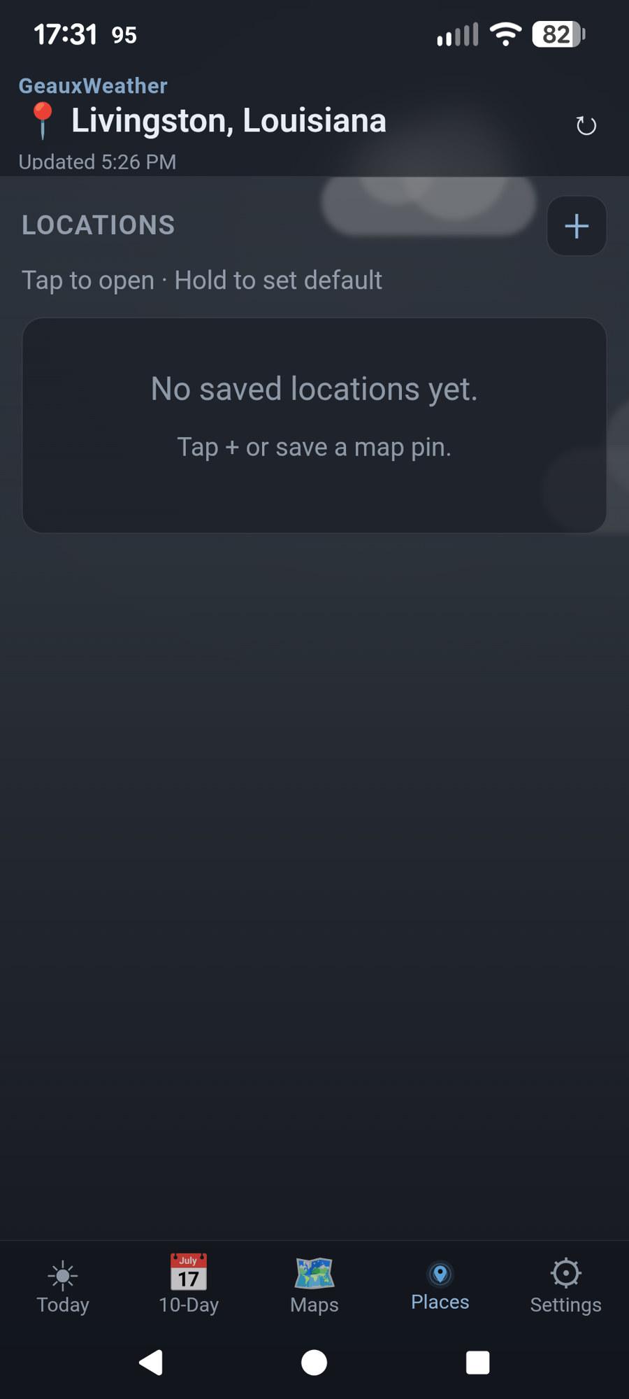 Screenshot of GeauxWeather