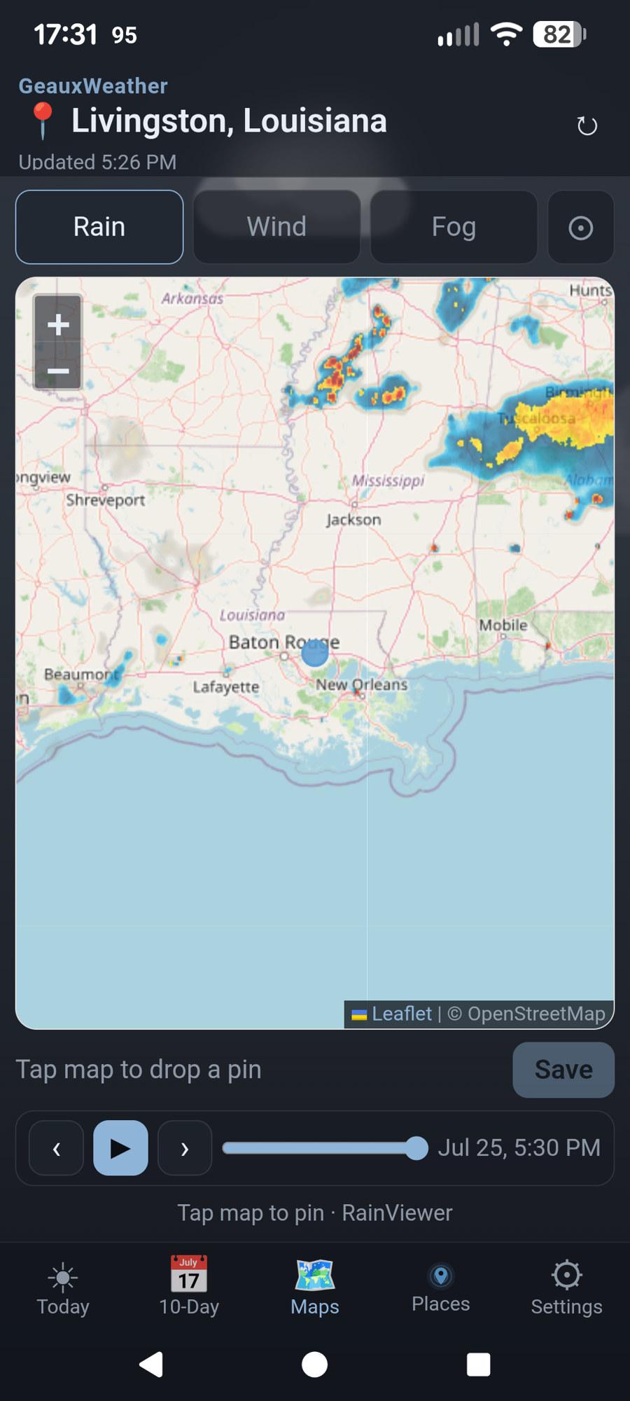 Screenshot of GeauxWeather
