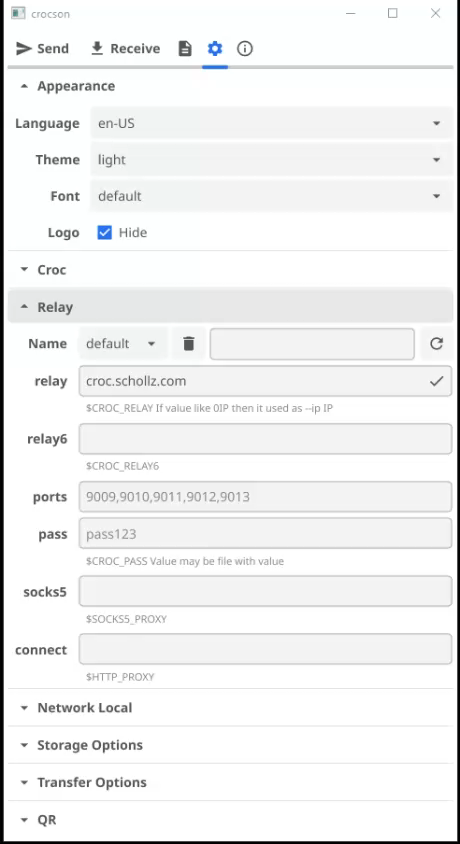 Screenshot of crocson