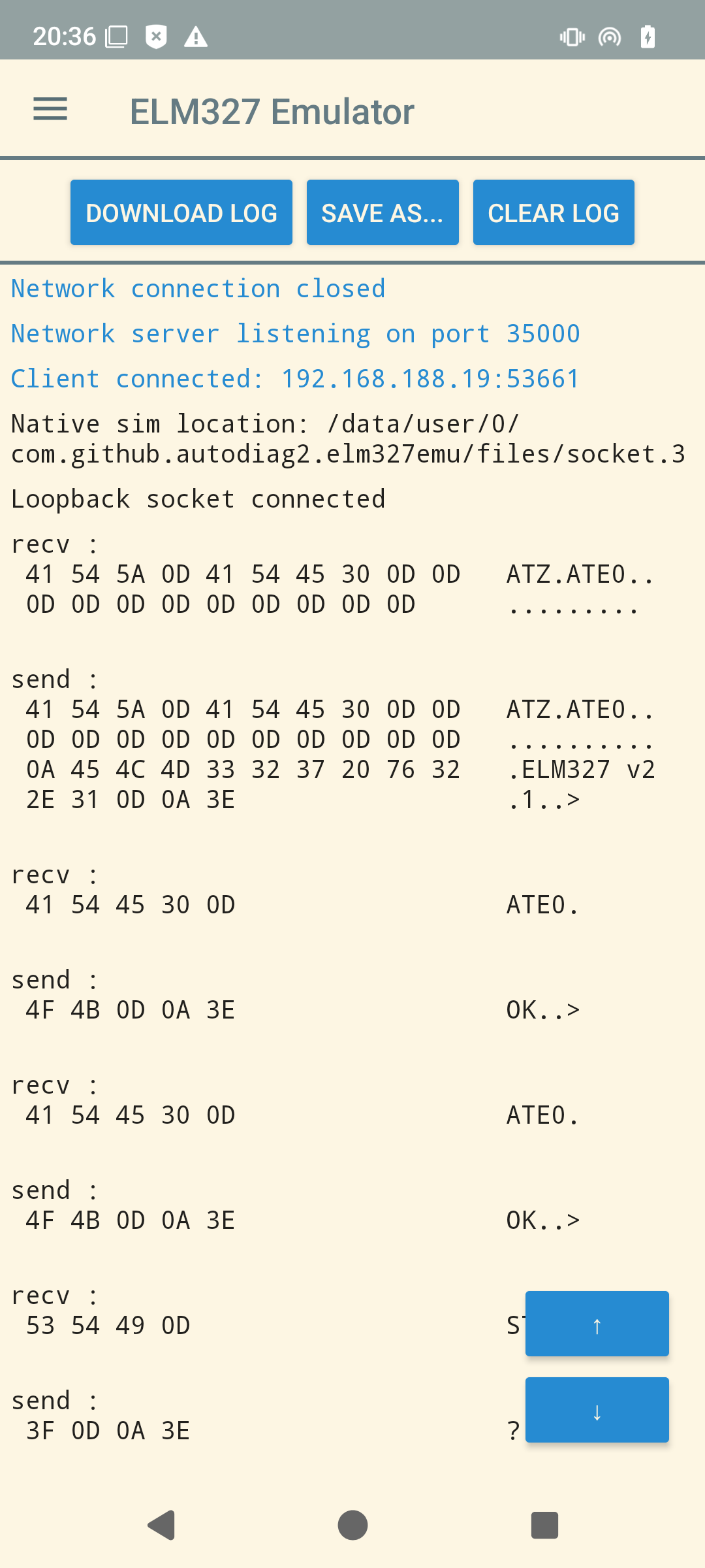 Screenshot of ELM327 Emulator