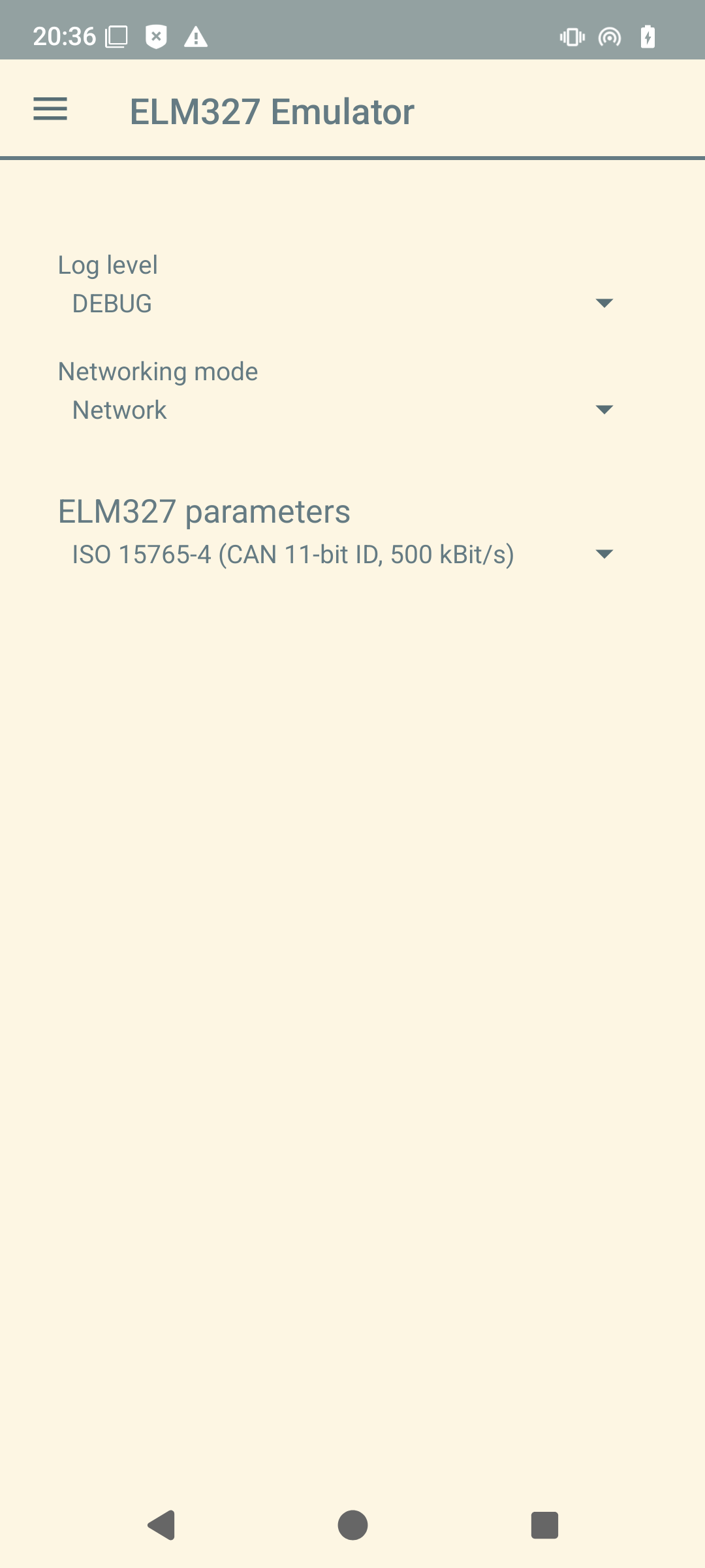 Screenshot of ELM327 Emulator