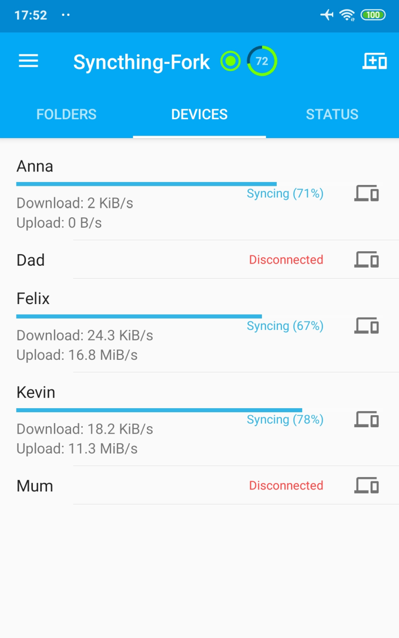 Screenshot of Syncthing-Fork