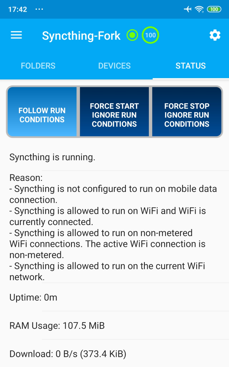 Screenshot of Syncthing-Fork
