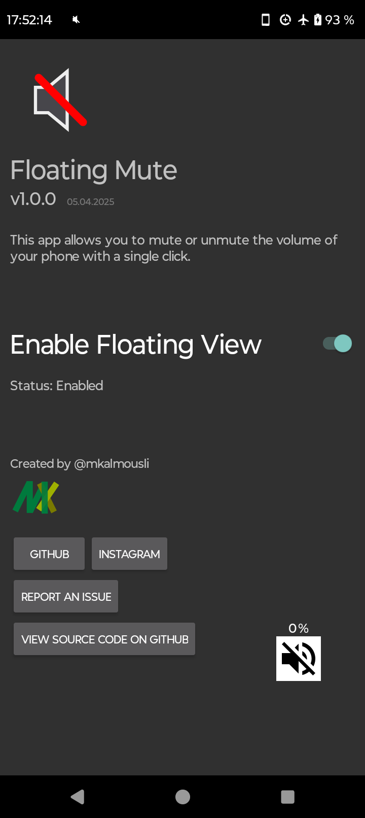 Screenshot of Floating Mute