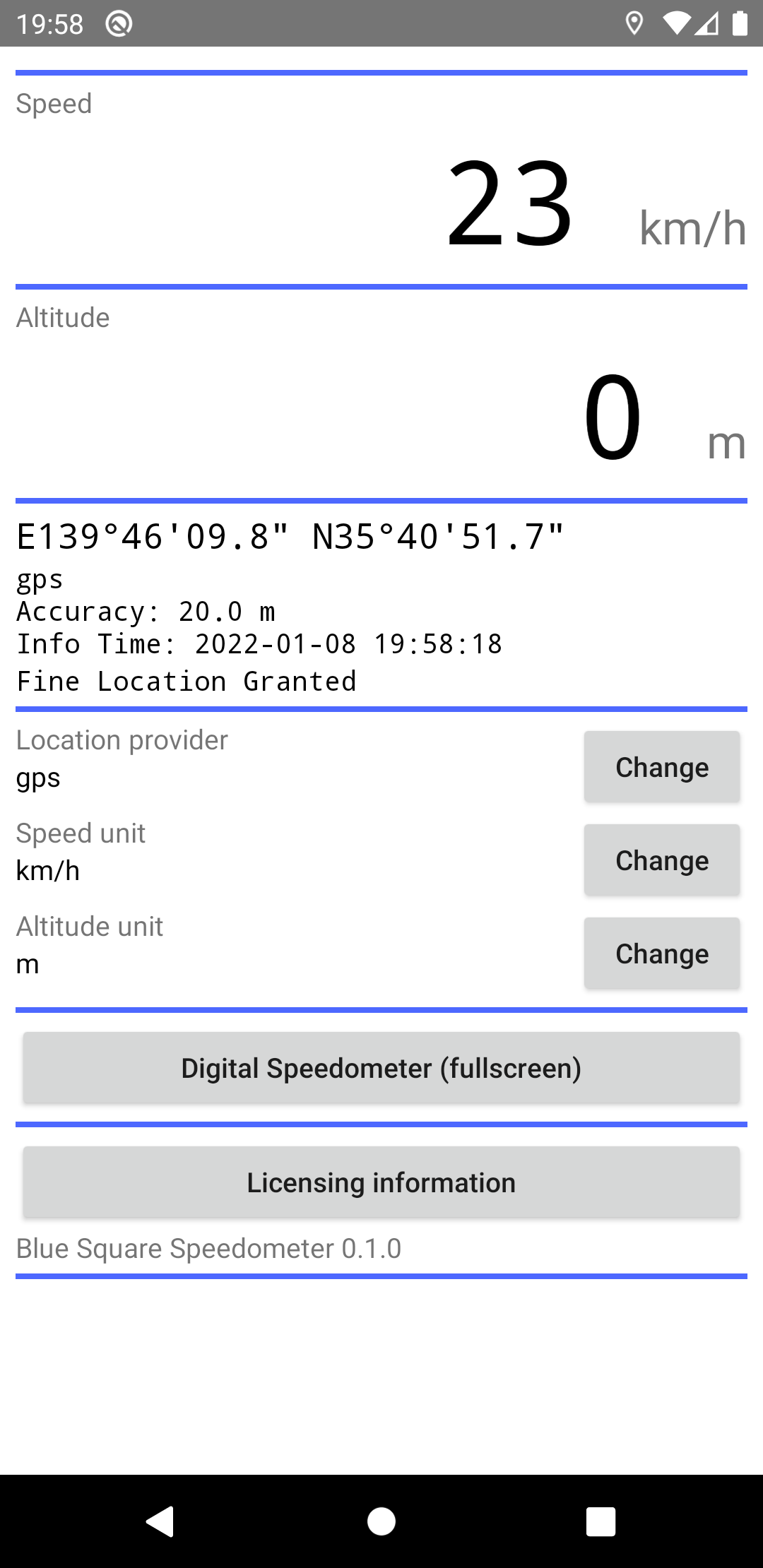 Screenshot of Stateful Speedometer