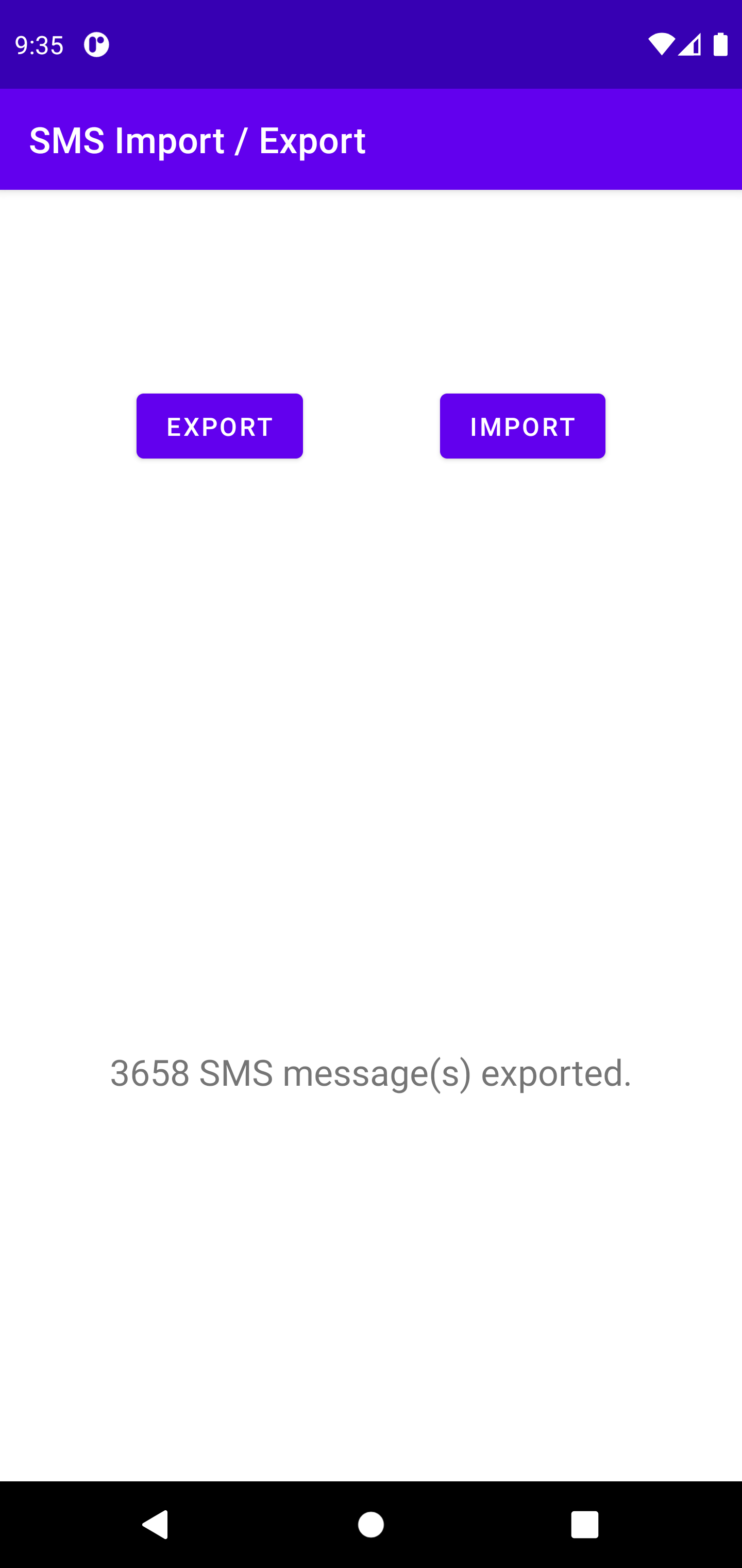 Screenshot of SMS Import / Export