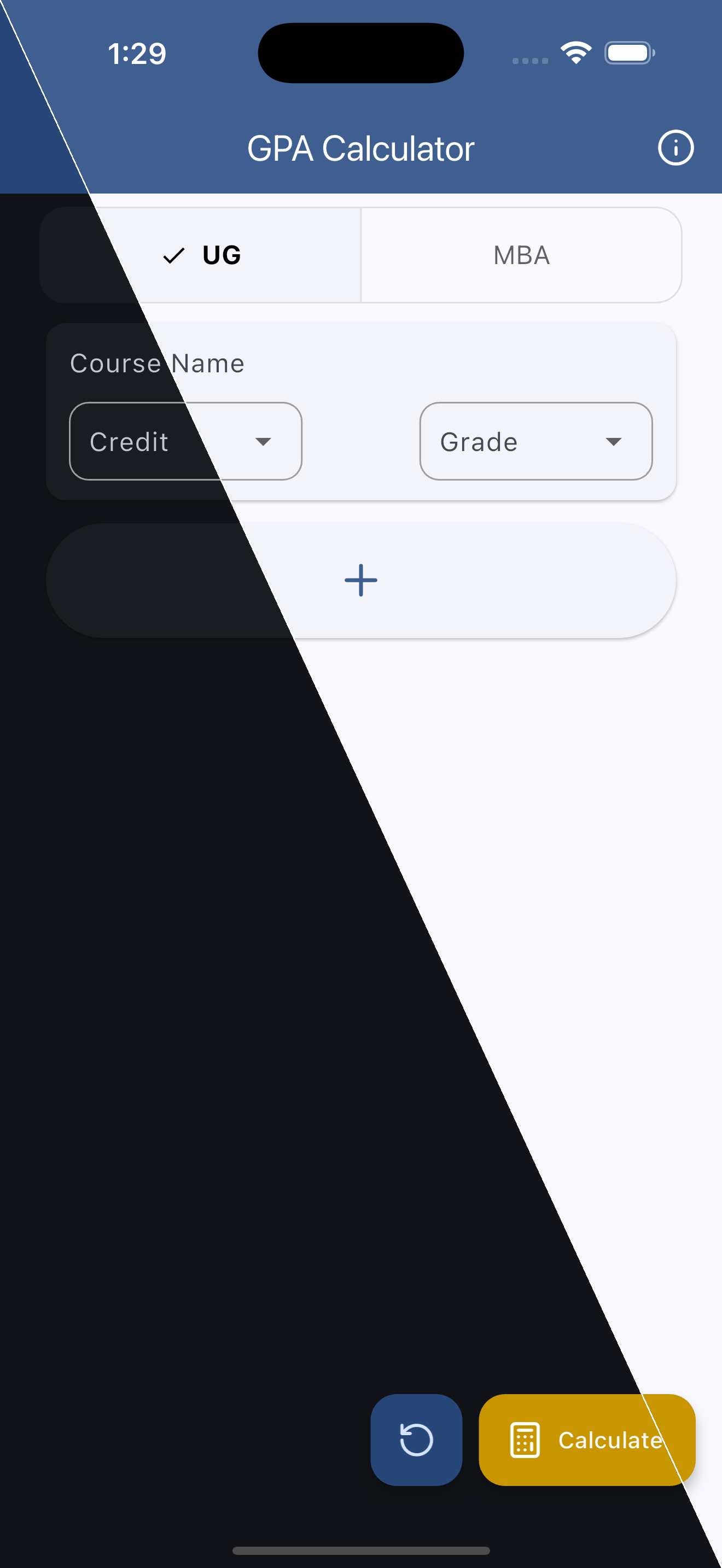 Screenshot of GPA Calculator