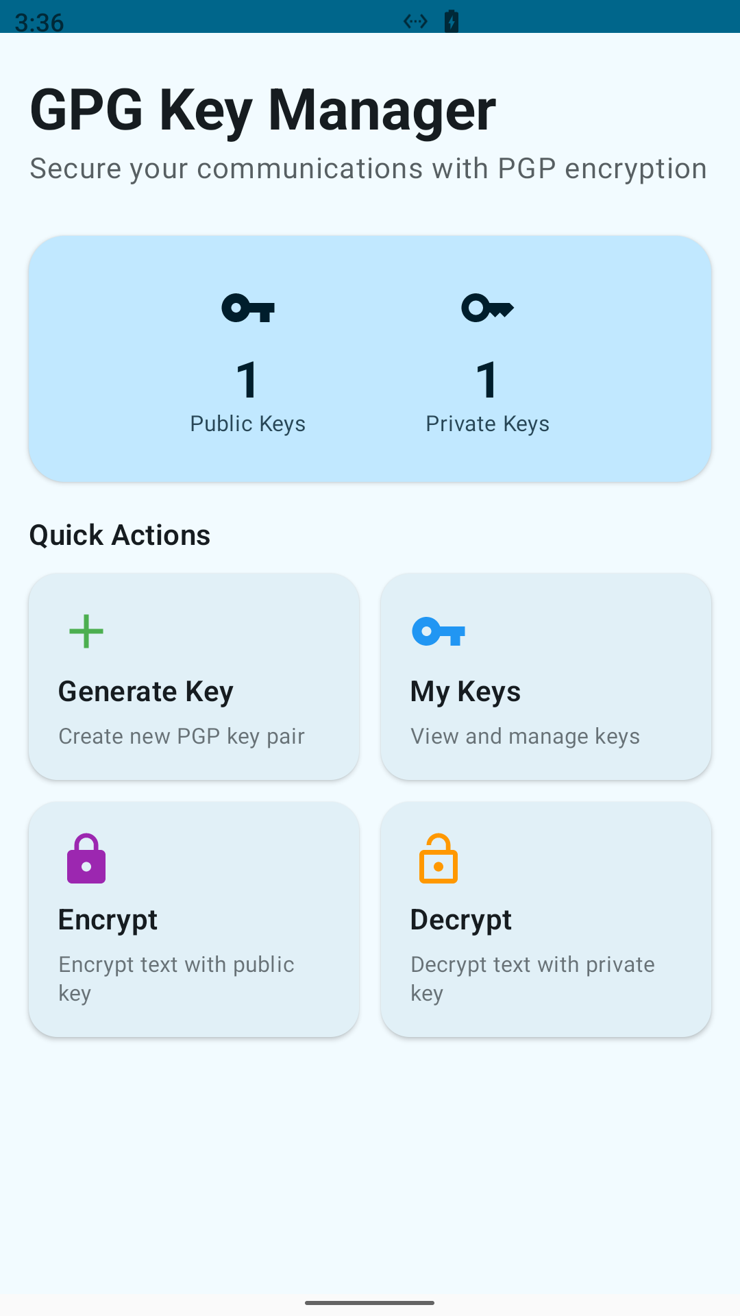 Screenshot of GPG Key Manager
