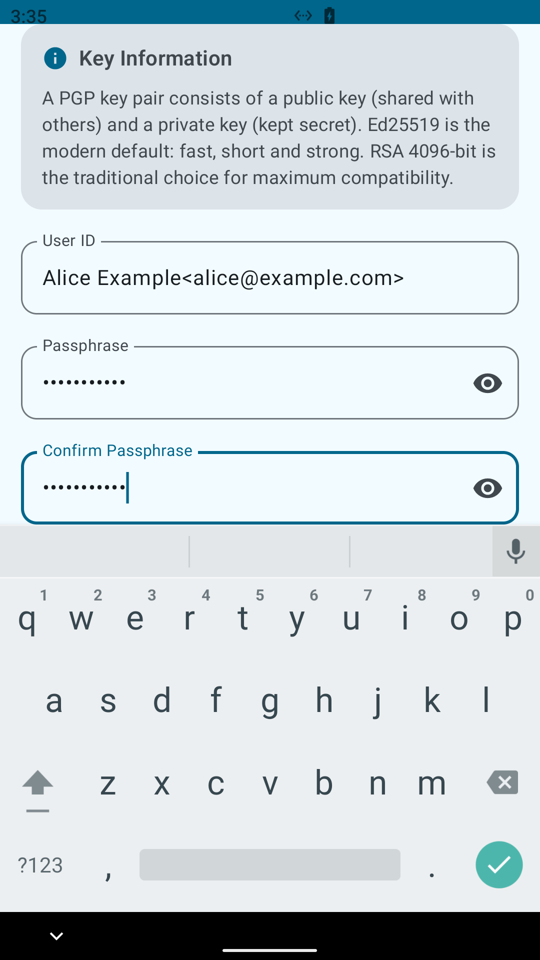 Screenshot of GPG Key Manager