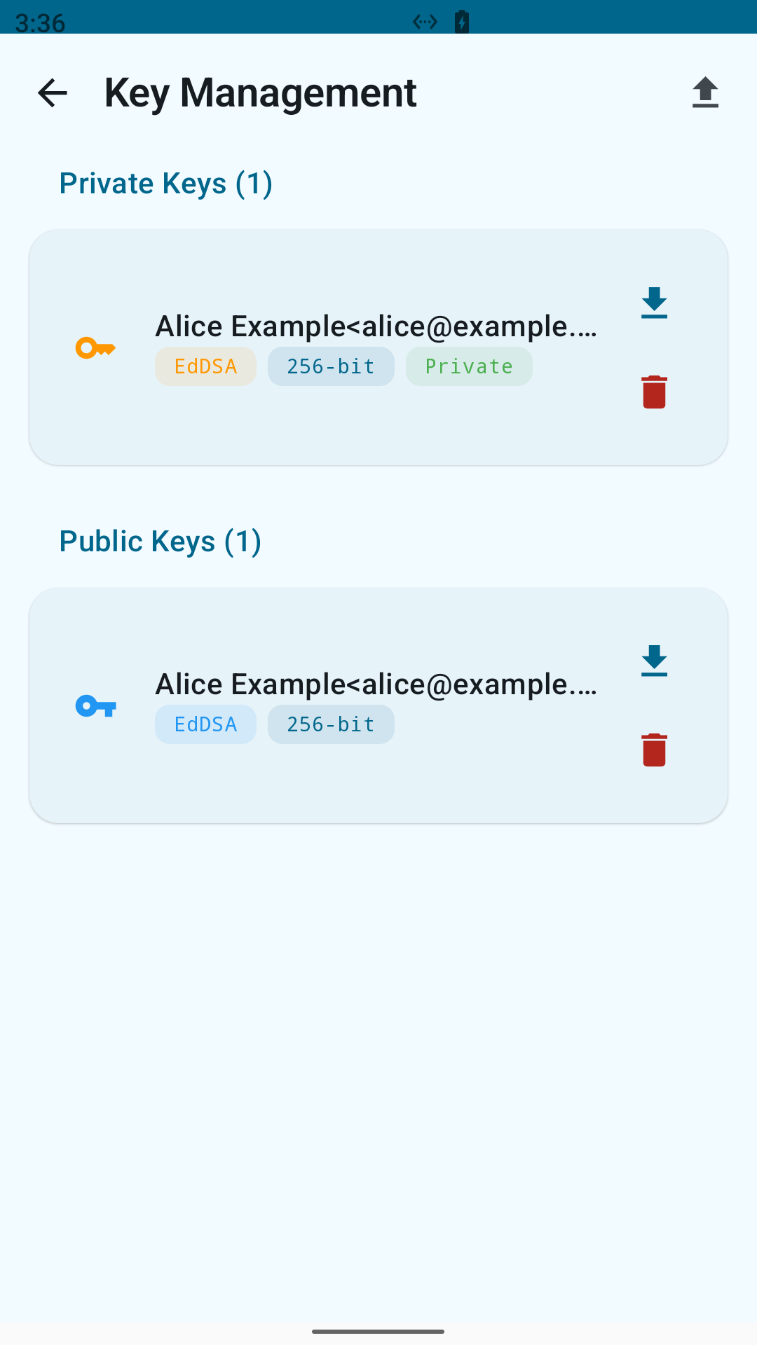 Screenshot of GPG Key Manager