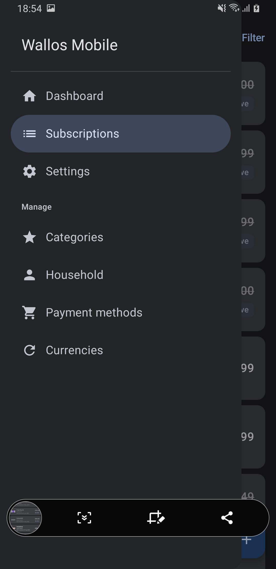 Screenshot of WallosMobile