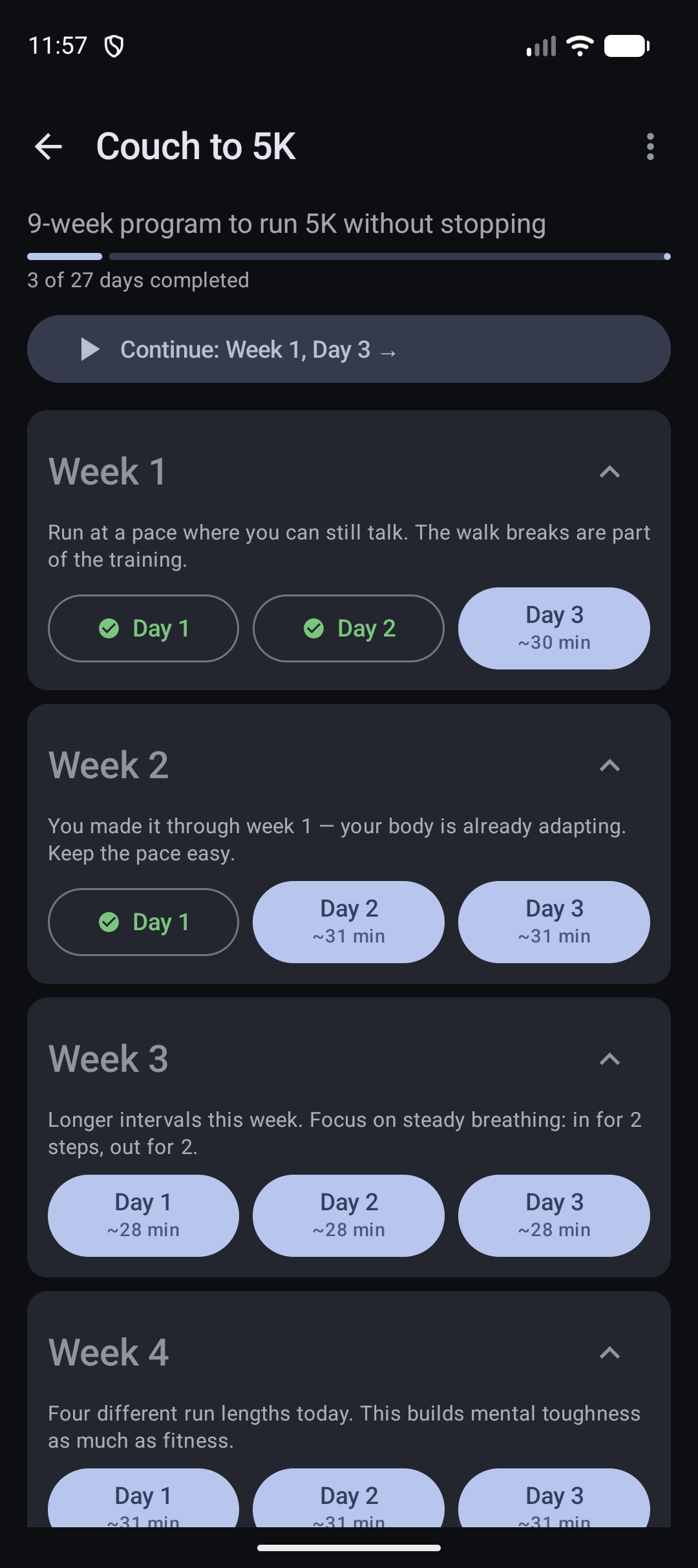 Screenshot of C2K — Couch to 5K & 10K