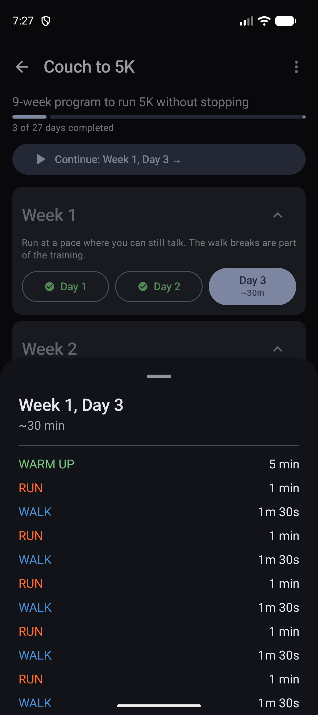 Screenshot of C2K — Couch to 5K & 10K