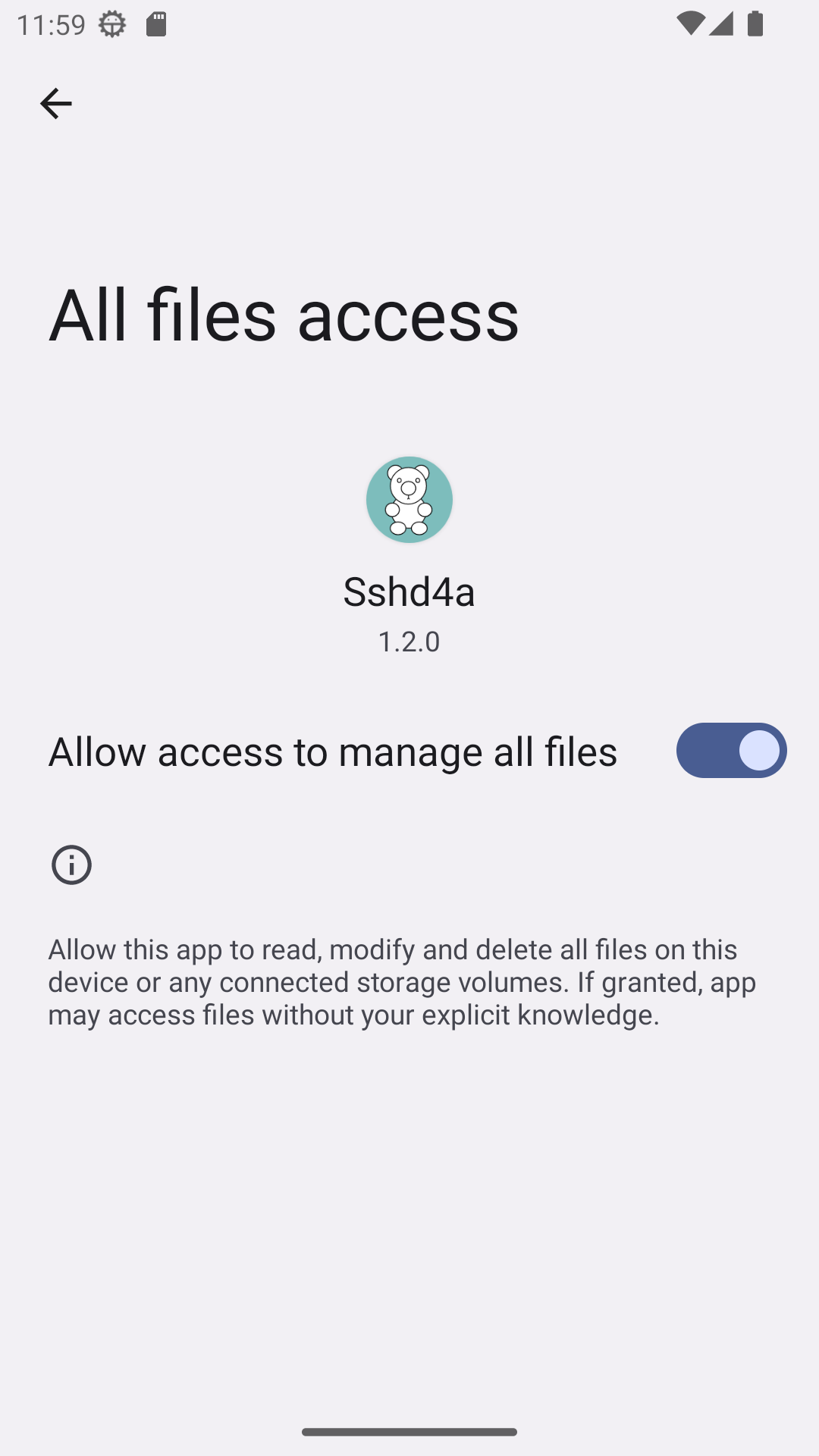 Screenshot of Sshd4a