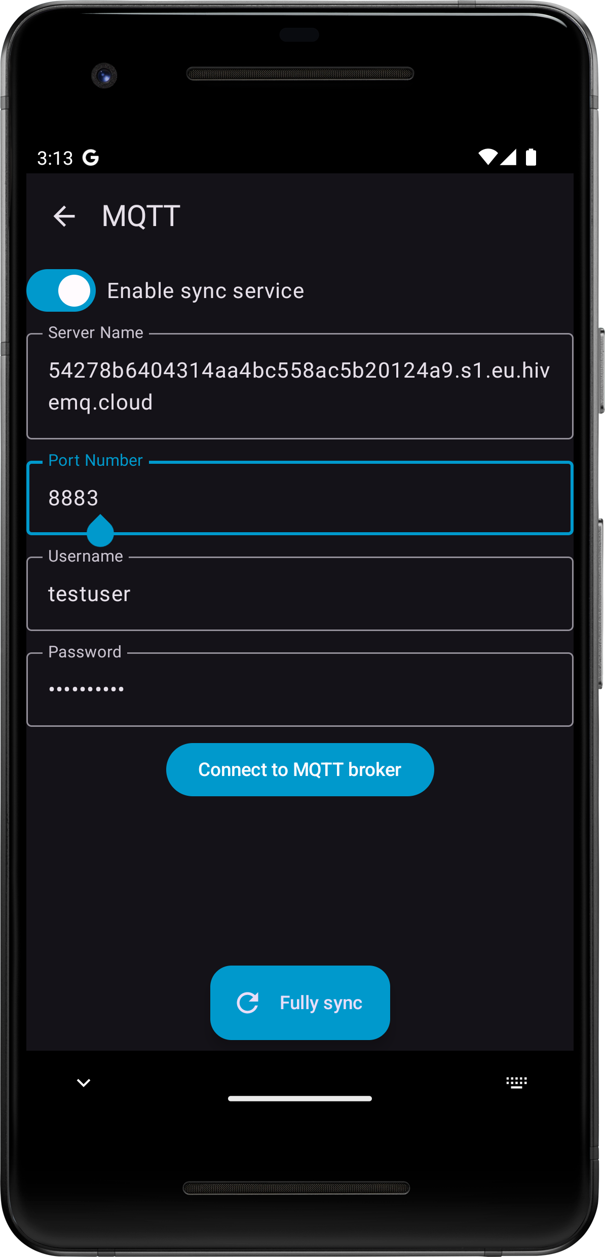Screenshot of openScale sync