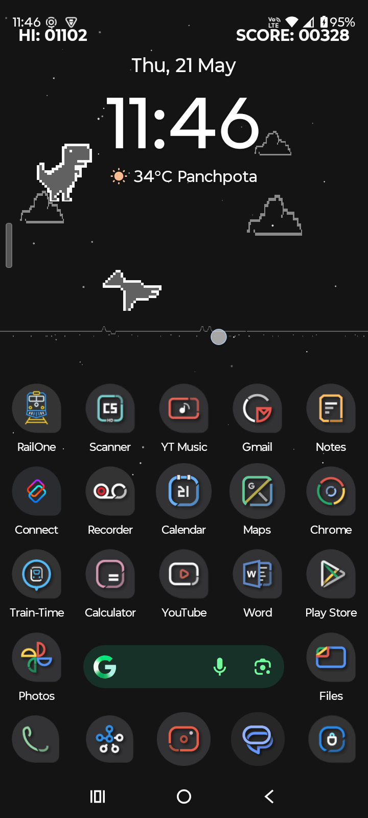 Screenshot of Live Wallpaper Dino Game