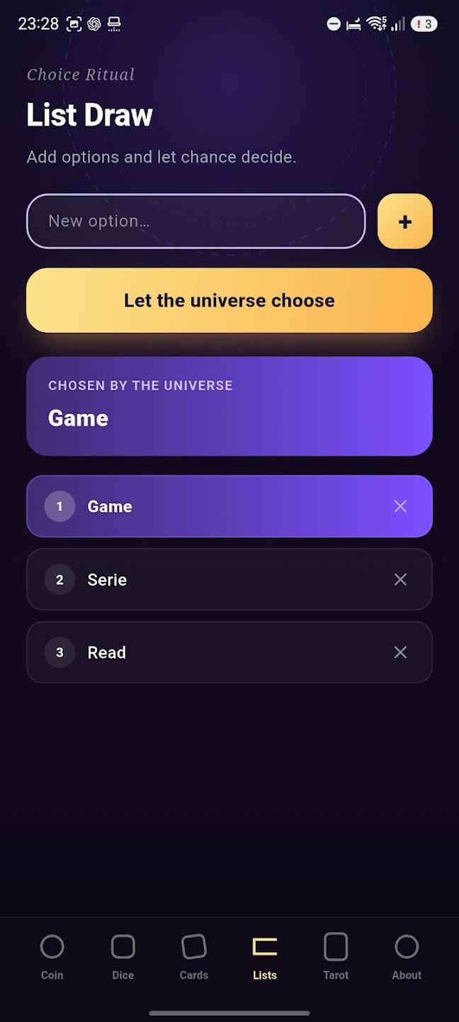 Screenshot of The Universe Decides